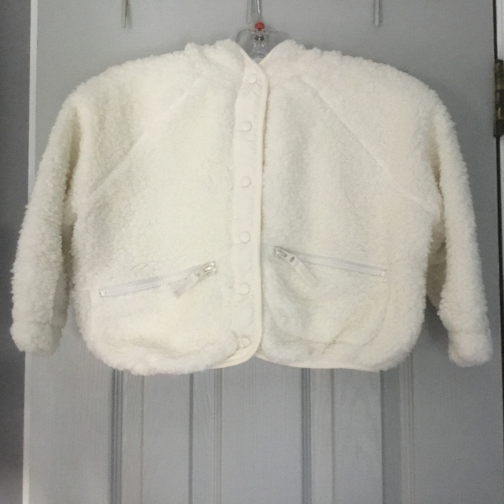 Gap Kids Fleece Cotton Lined Snap Front Hooded Jacket Size XS 4-5 NWT